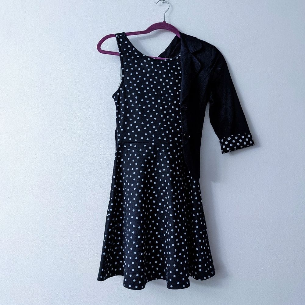 H&M Divided Sleeveless A-Line Fit & Flare Polka Dot Dress & Matching Blazer XS